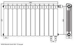 Радиатор биметаллический RIFAR MONOLIT 500-12секции - фото 6602